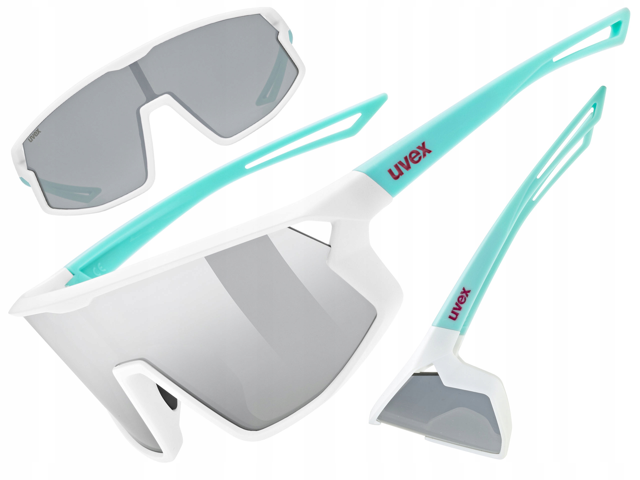 Cyklistické brýle Uvex Skyryse Jr. bílo-zelené matné (zrcadlo stříbrné) S3