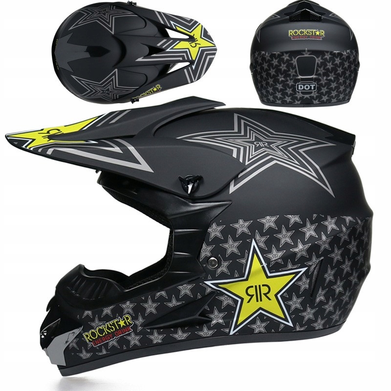 Kask Motocyklowy Młodzieżowy Na Motor Crossa Quada Rockstar b/cz r.M