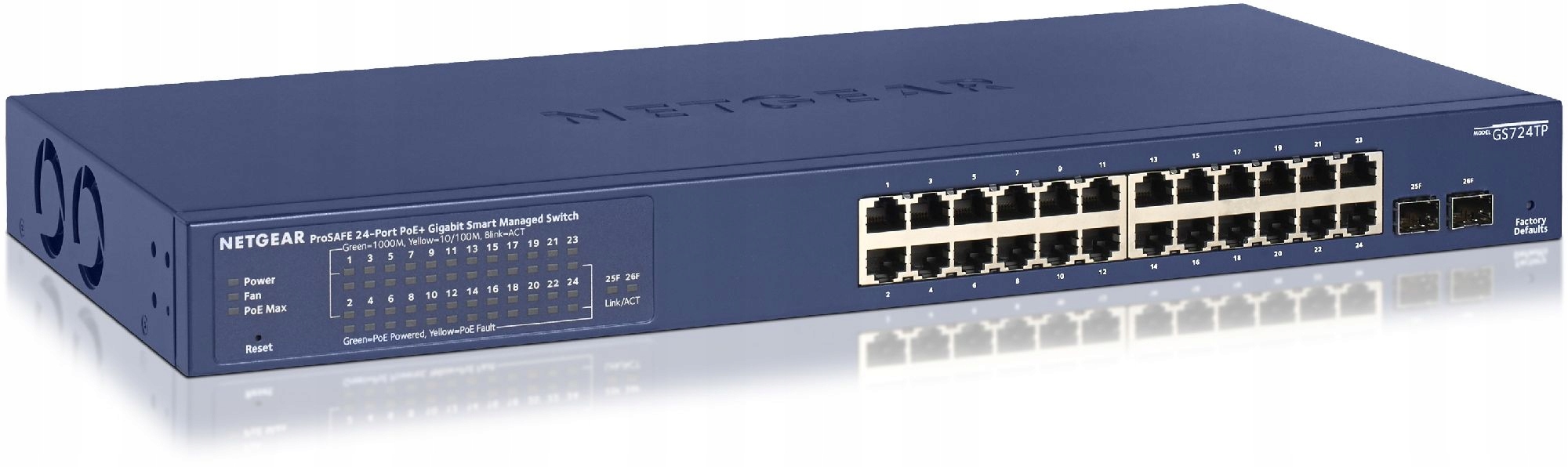 Netgear PoE+ 24ポート スイッチングハブ　GS724TPv2 Netgear GS724TPv2 ProSafe 24-port Smart PoE NOWY - Sklep, Opinie