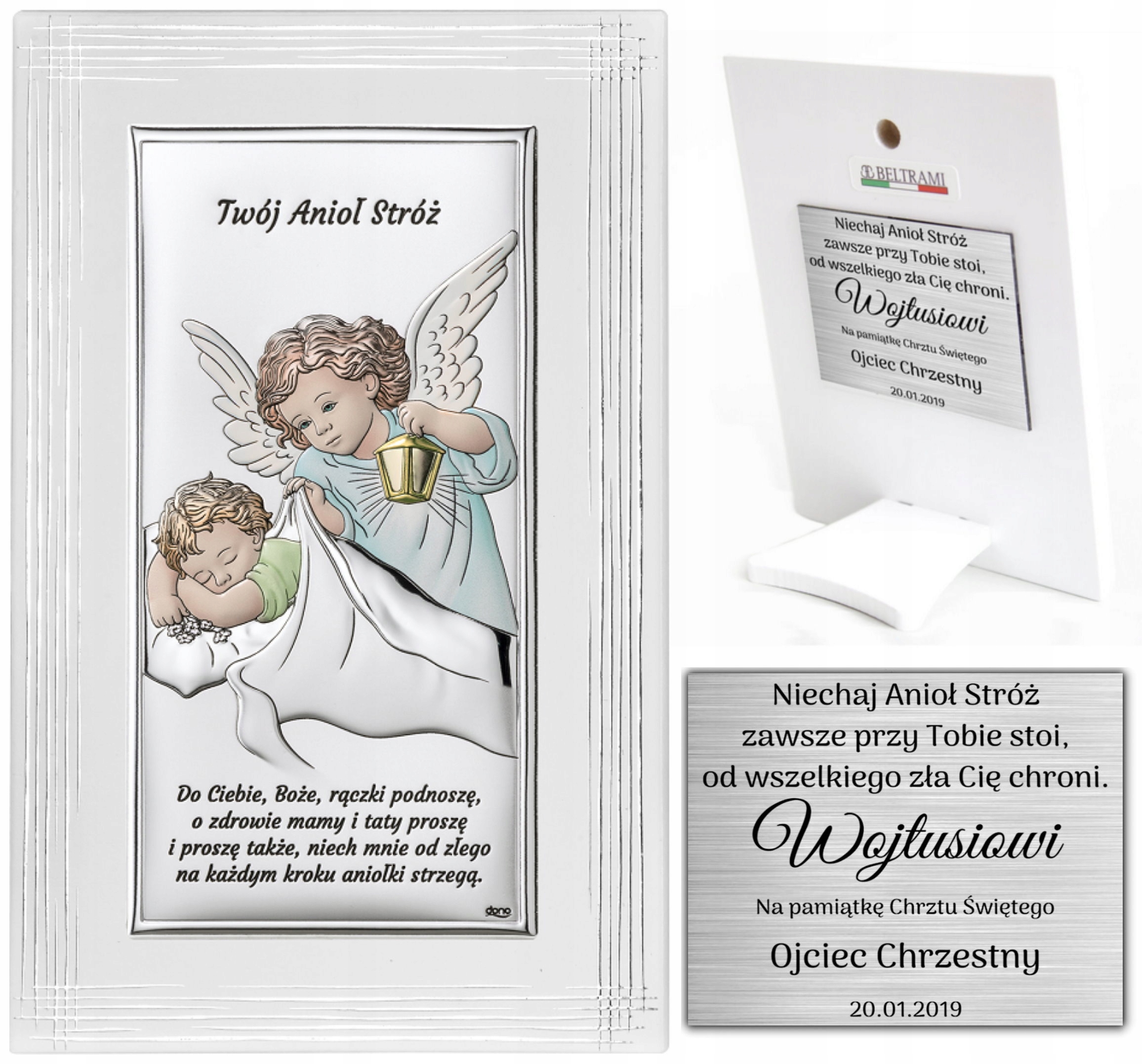Stříbrný Obrázek Anděl Suvenýr Svatého Křtu