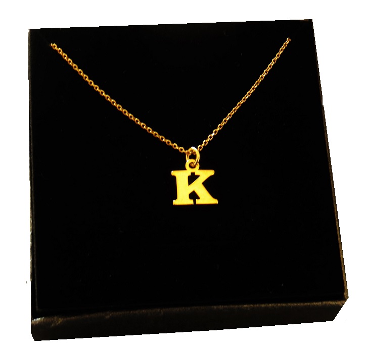 

Złoty Naszyjnik łańcuszek literka z literką K 925