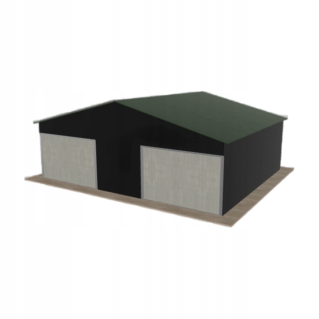 Plechová garáž 8x6.5 m dvoupolohová, dvoupolohová, černá