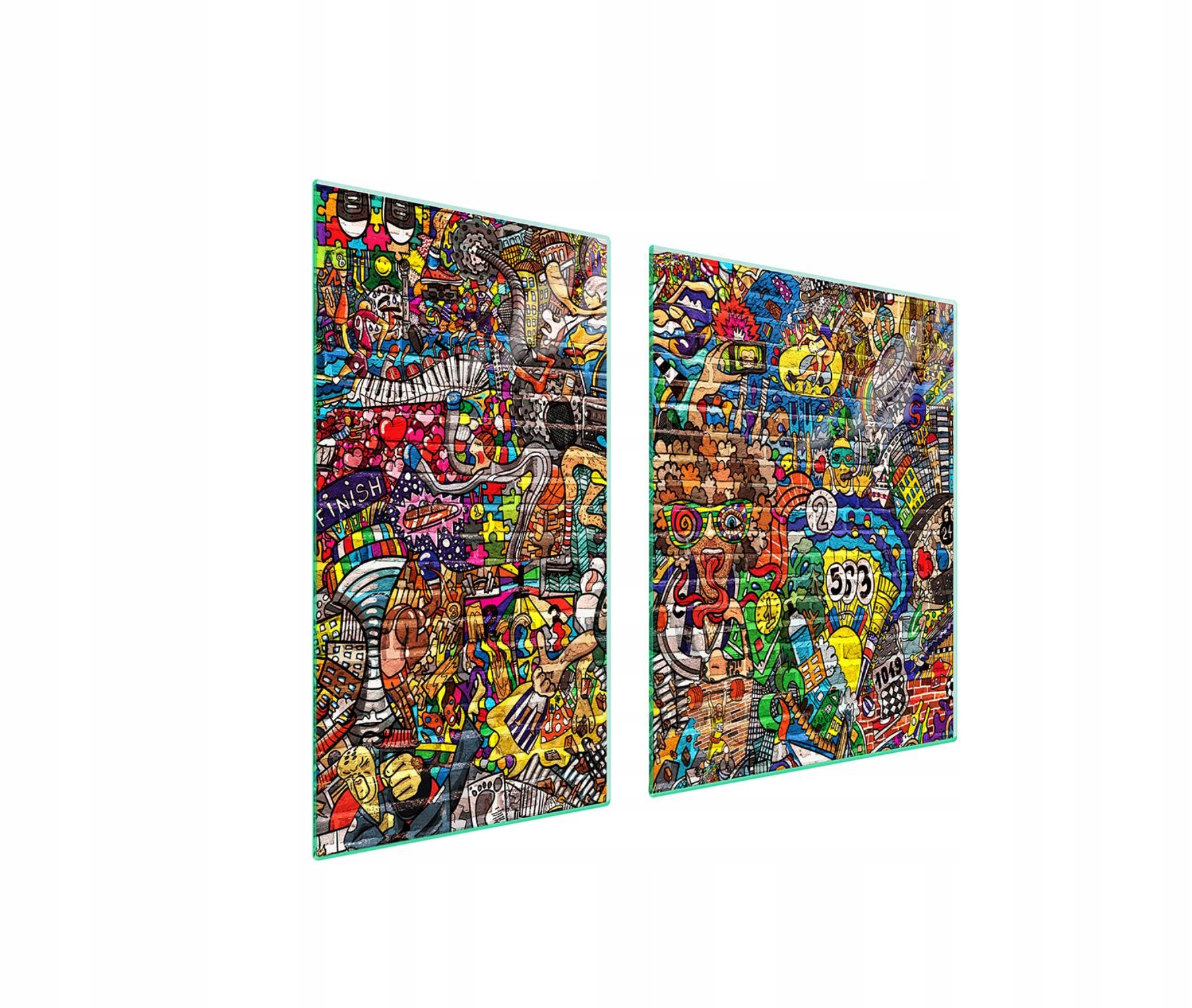 Skleněná ochranná deska na sporák 90x52 Pop Art Tvrzená Indukce 7v1