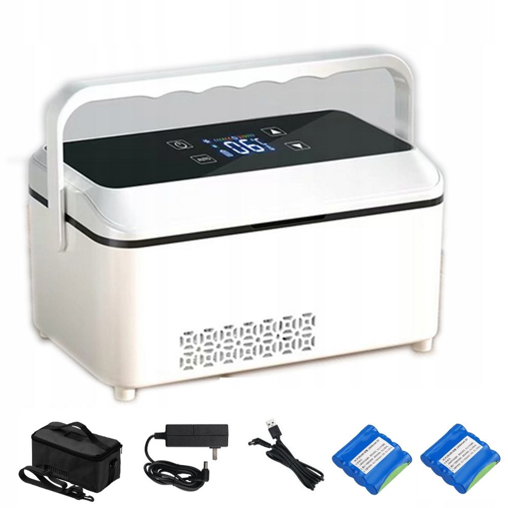 Przenośna lodówka na insulinę 2-8°C, mała i wydajna, z 2 bateriami