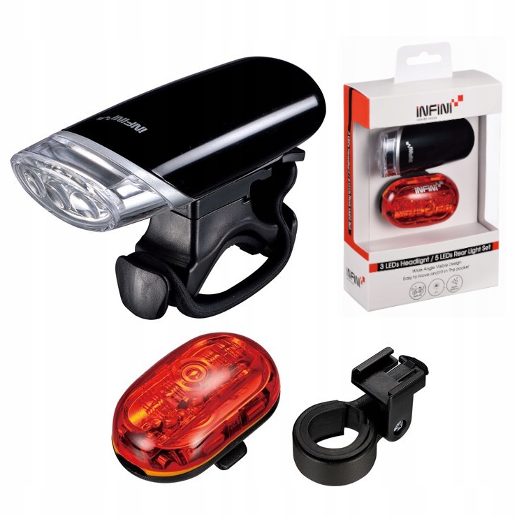 Přední zadní světlo na kolo Infini Baterie 45 lm/4 lm, 120/250 h Set