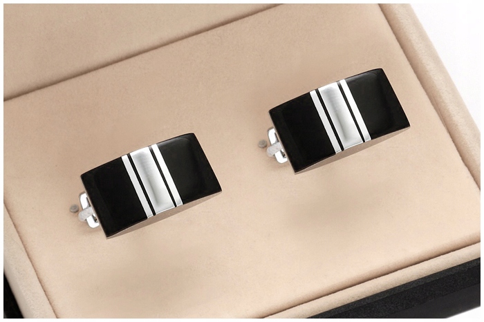 MODNE Spinki do Mankietów Koszuli + PUDEŁKO sk159 Stan opakowania oryginalne