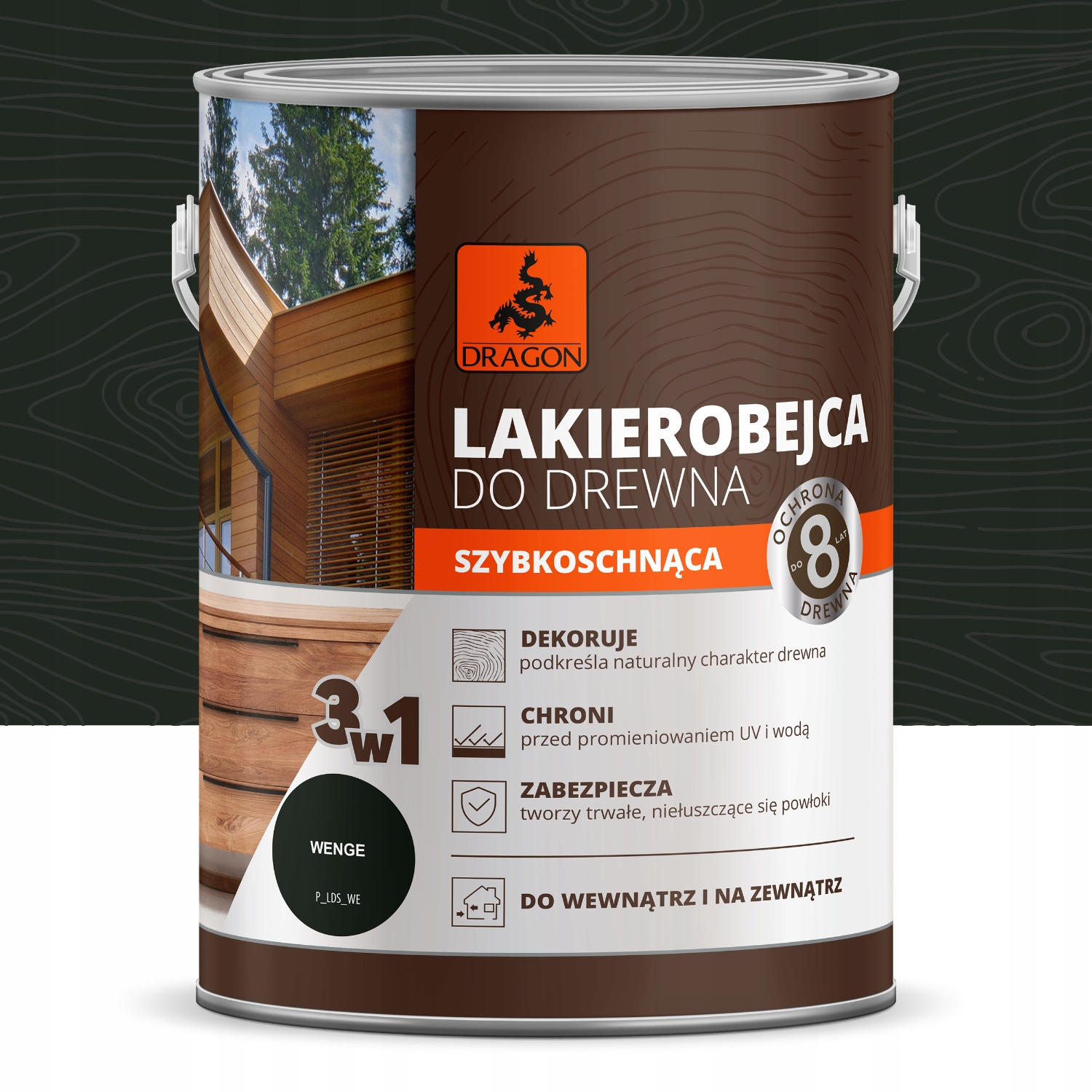 Lakierobejca do drewna szybkoschnąca WENGE 2,5L DRAGON
