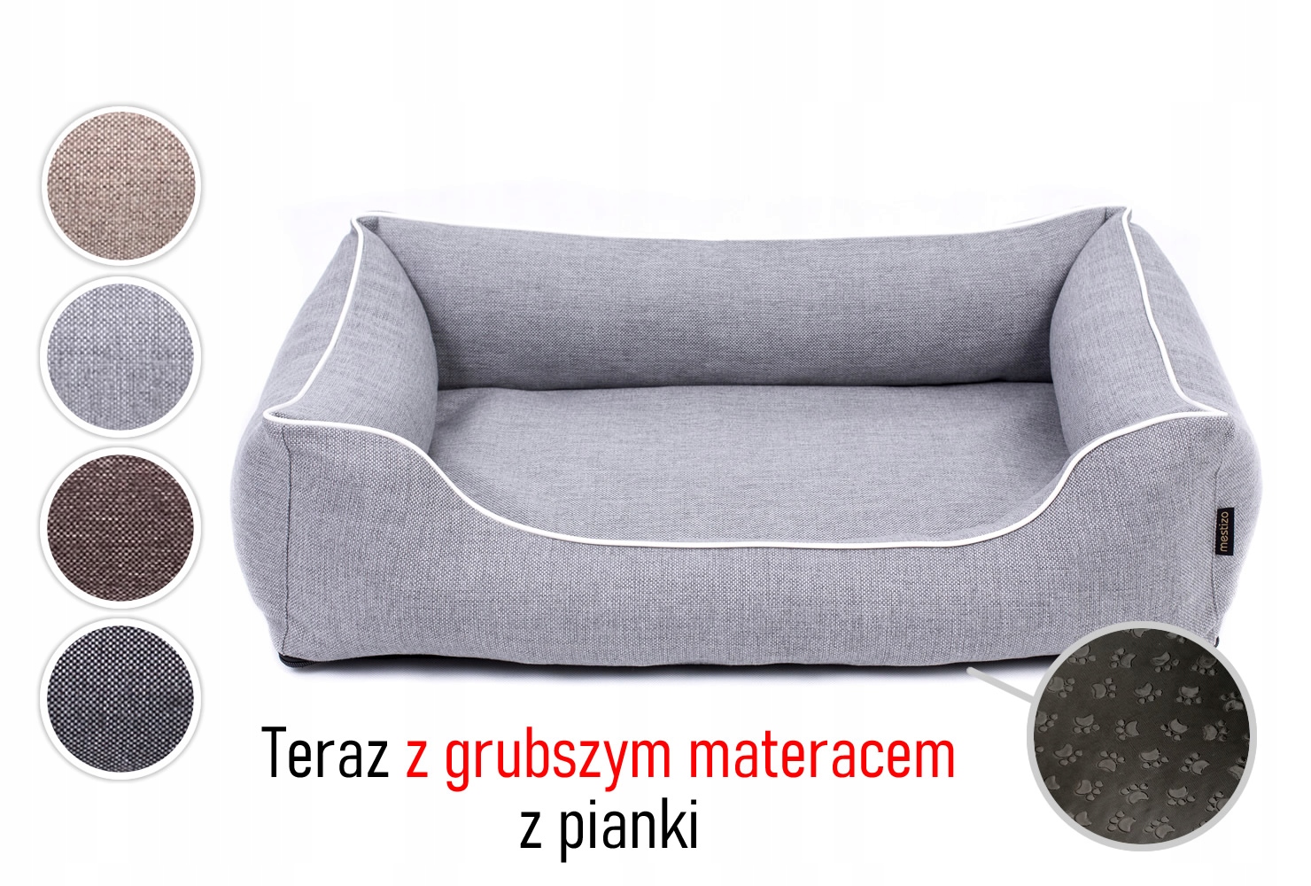 Pevné pelíšek pelíšek pro psa 120x90, pěna 6 cm, světle šedá/bílá barva