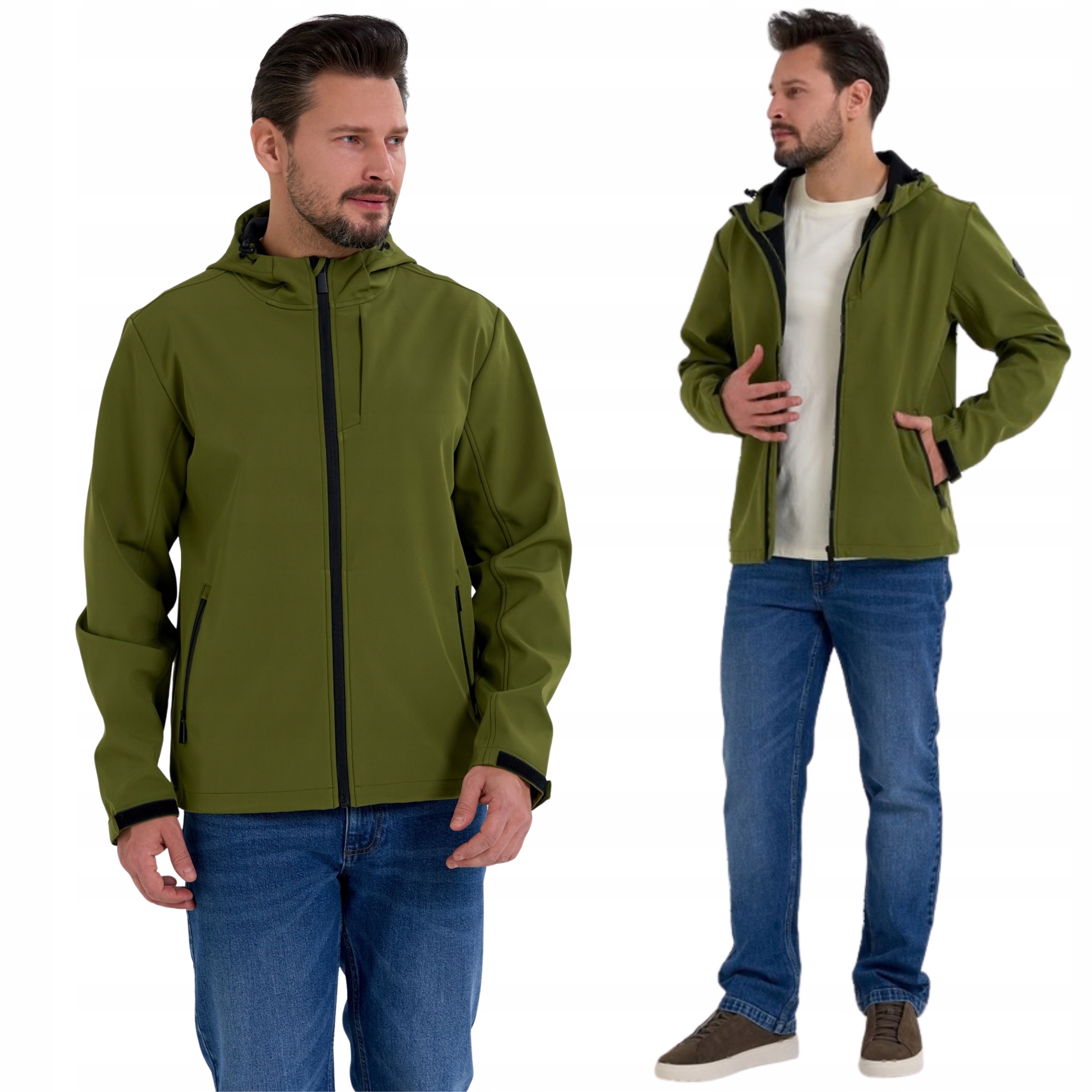 Męska Kurtka Przejściowa Softshell Przeciwdeszczowa Khaki Moraj M