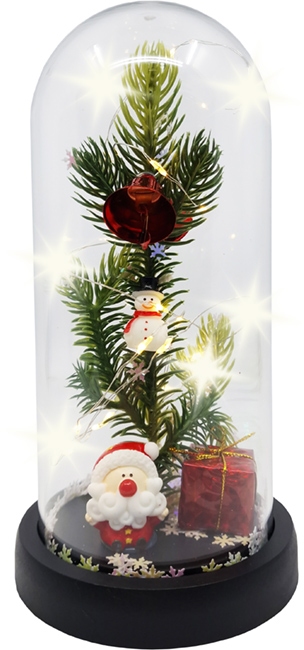 CHOINKA W SZKLE PODŚWIETLONA LED OZDOBA ŚWIĄTECZNA Materiał kopuły tworzywo sztuczne