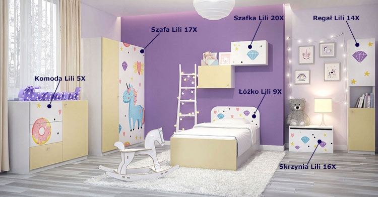 SZAFA DLA DZIECKA TRZYDRZWIOWA JEDNOROŻEC = 150 CM Marka Elior