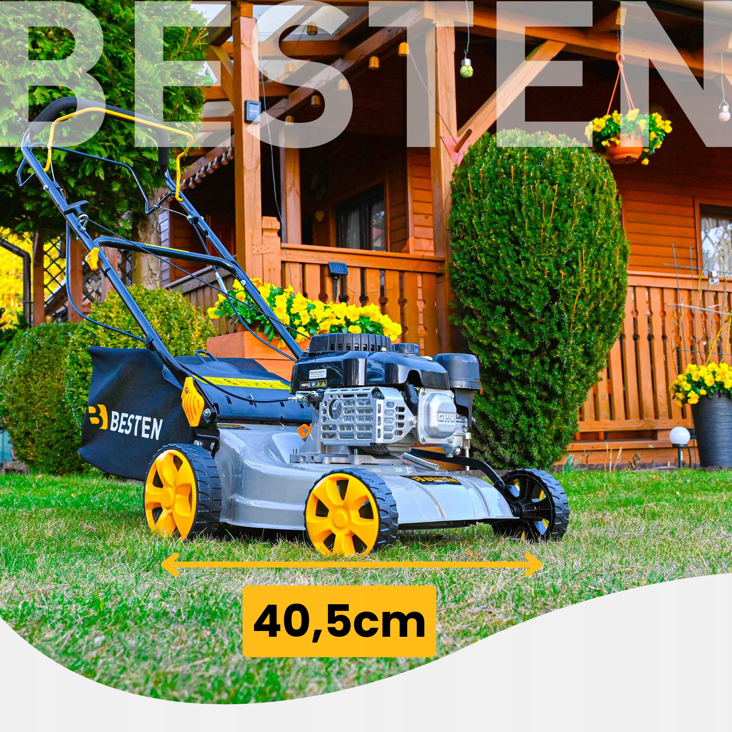 KOSIARKA SPALINOWA DO TRAWY Z NAPĘDEM MOCNA KOSZ 40L POJEMNOŚĆ 132CC Szerokość koszenia 40.5 cm