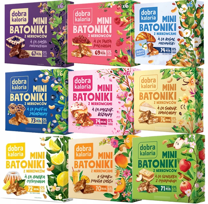 Dobra Kaloria Mini Batoniki bez dodatku cukru mix 9 szt Zestaw
