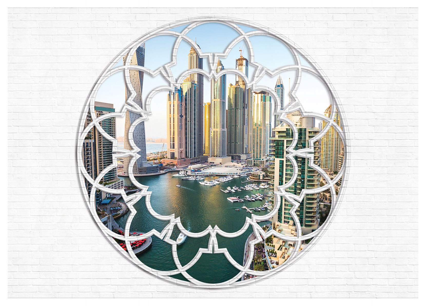 Fototapeta Dubai Marina okno pohľad na mrakodrapy vinylová 368x254 lepidlo