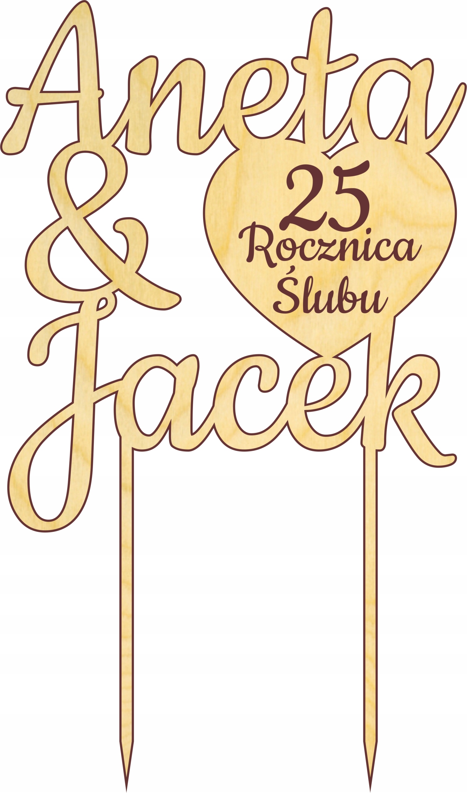 

Topper napis na tort rocznica ślubu 25 lat razem