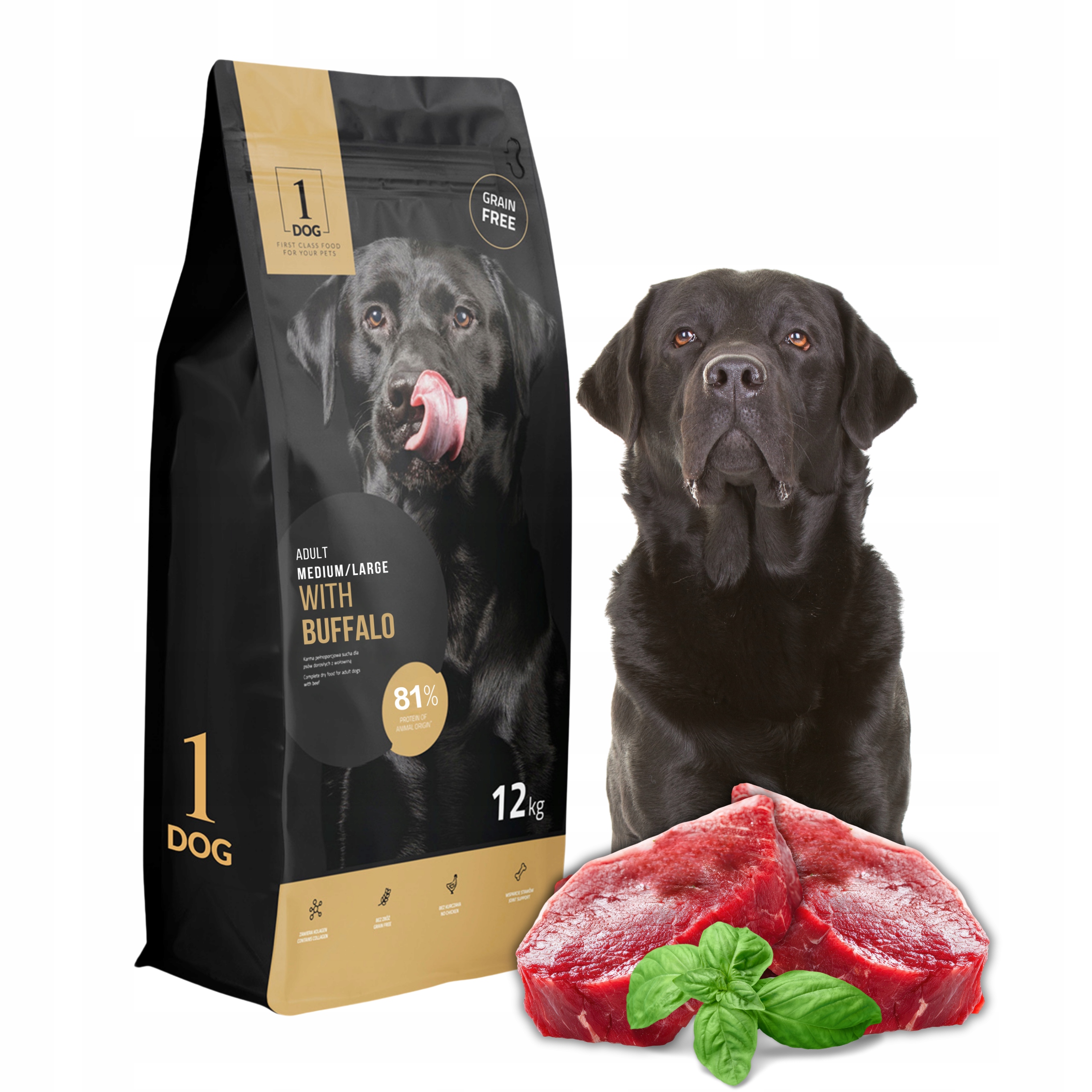 Sucha karma dla psa z bawołem średnie i duże rasy 12kg 1DOG bez zbóż
