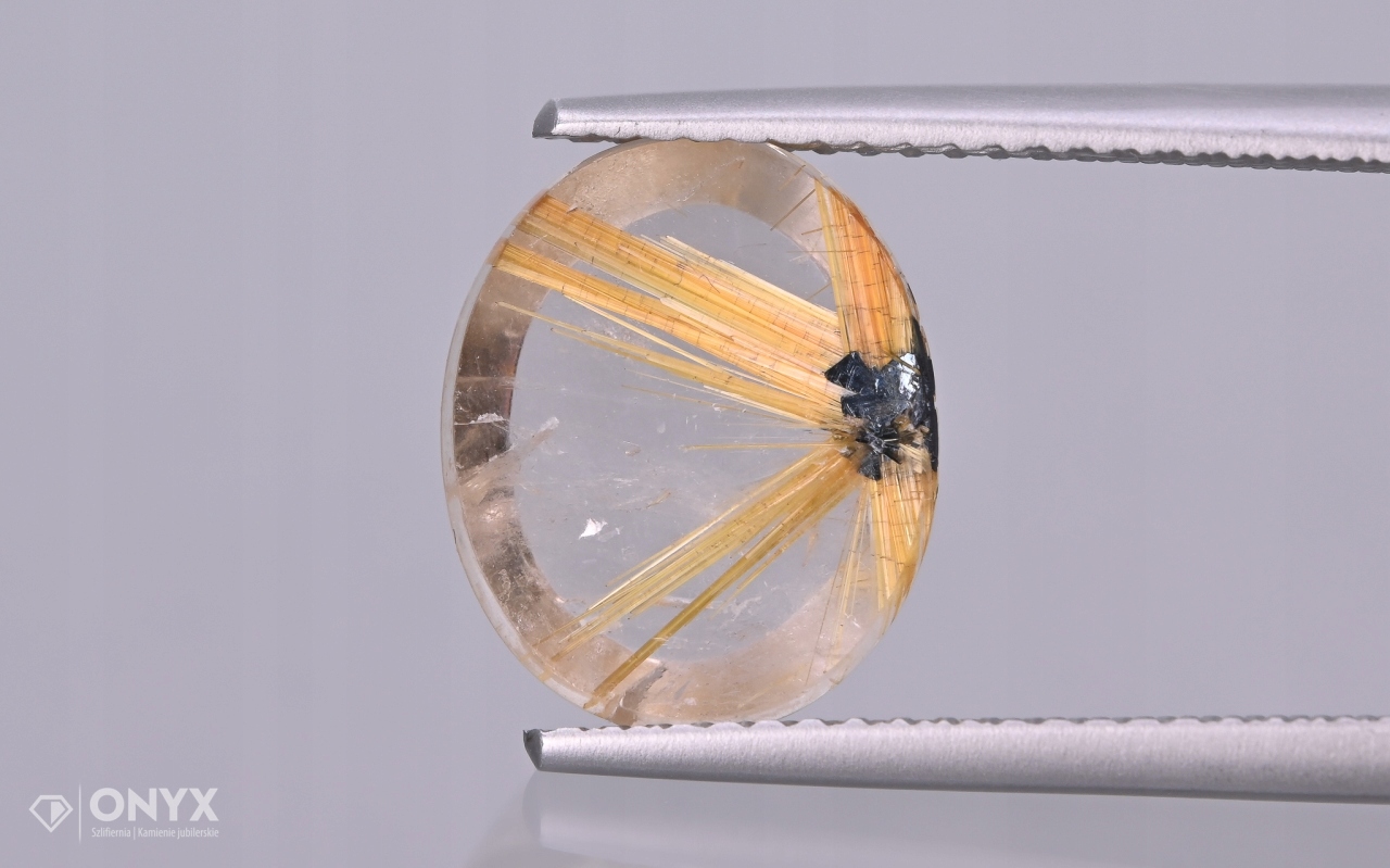 Křemen s rutilem mělký ovál 11,5x9,5 mm