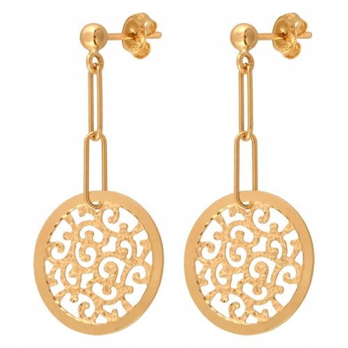 Náušnice zlaté 585 s plochým kroužkem zdobeným prolamovaným výřezem