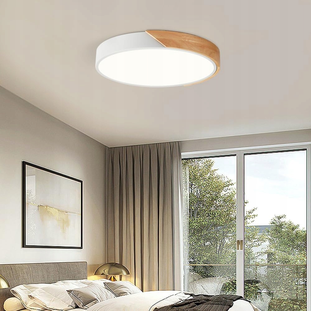 LAMPA SUFITOWA LED BIAŁY LAMPA PLAFON DREWNO OKRĄGŁY 6500K NOWOCZESNA Rodzaj gwintu zintegrowane źródło LED