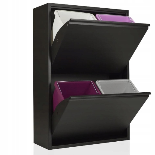 Levně Odpadkový koš EcoPatty na tříděný odpad, kovová skříňka, černá