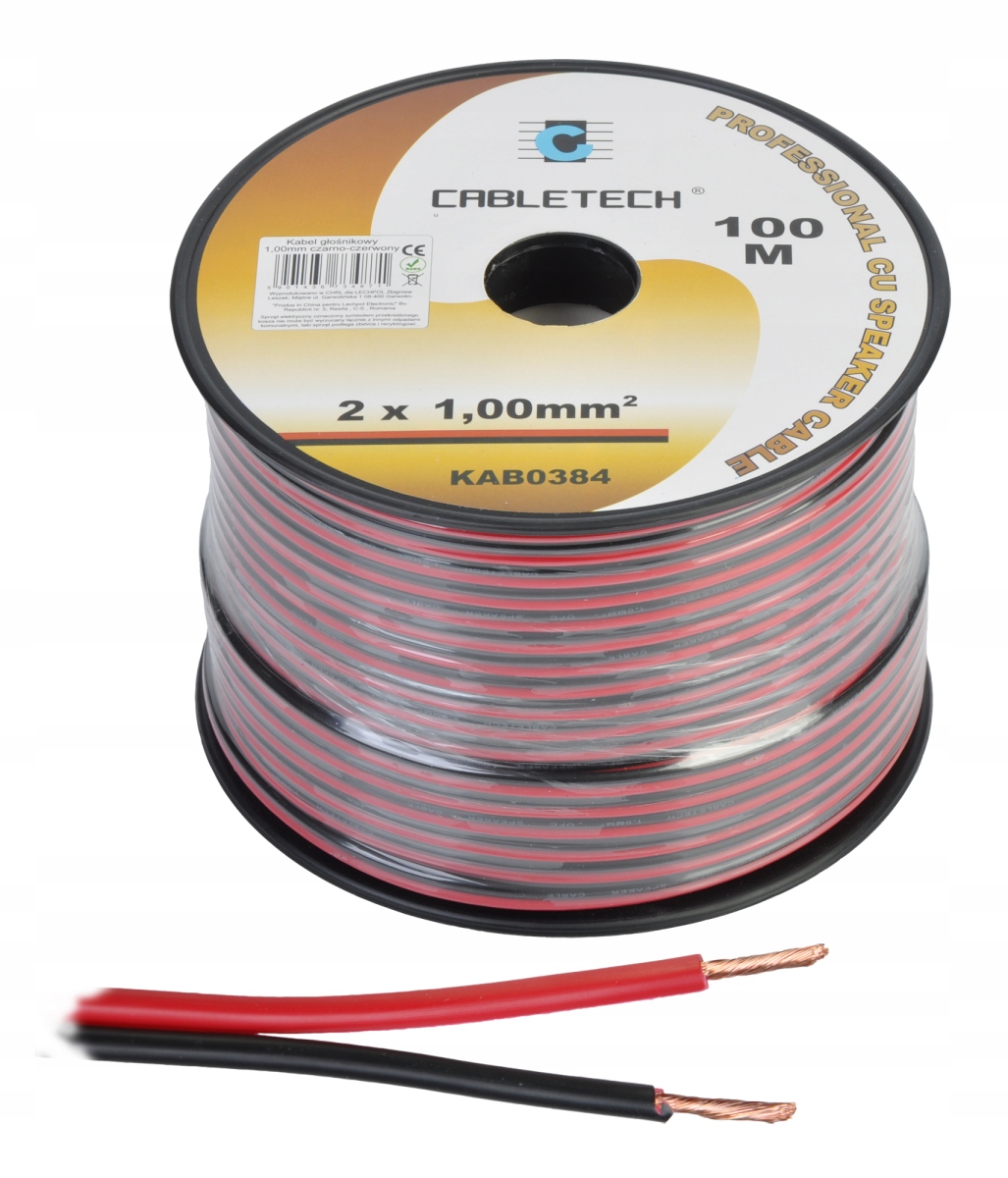 Kabel głośnikowy 1,0mm czarno- czerwony Cabletech