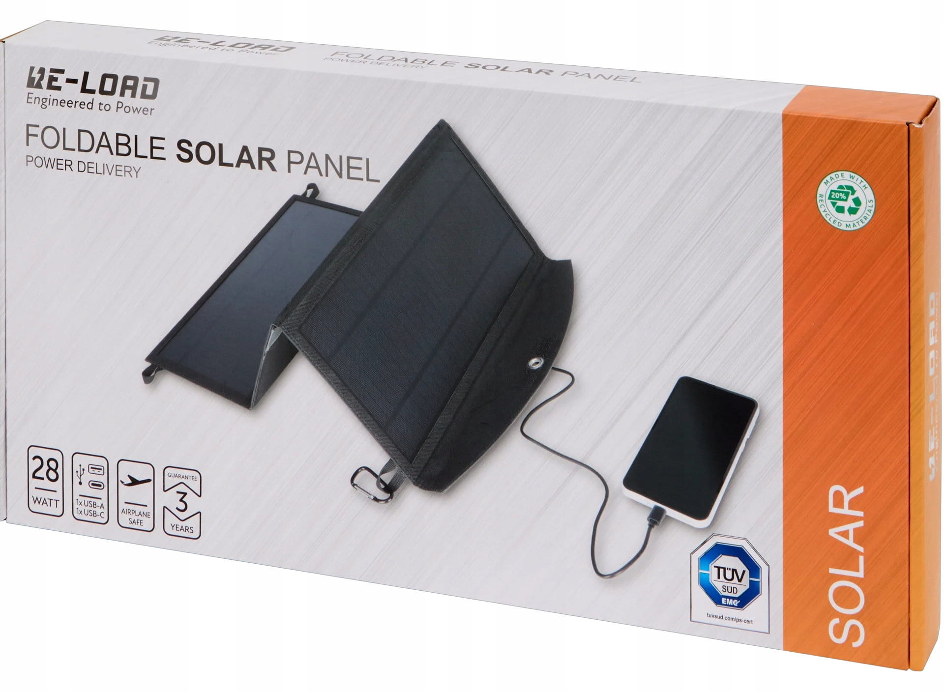 Ładowarka solarna składana Re-load 28W 4600 mAh Usb-a Usb-c panel słoneczny