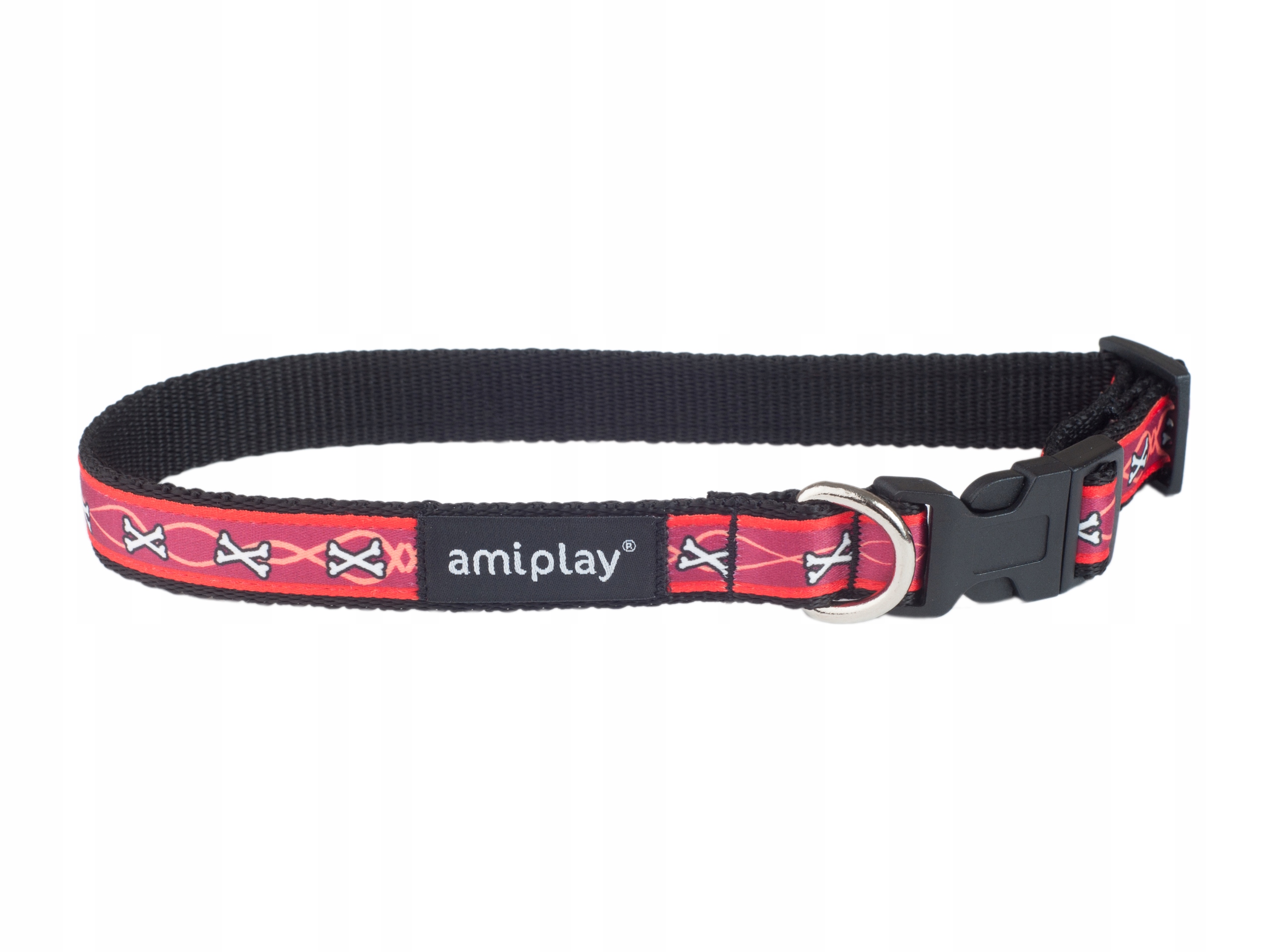 

amiplay Obroża regulowana Joy L Bordowe kości