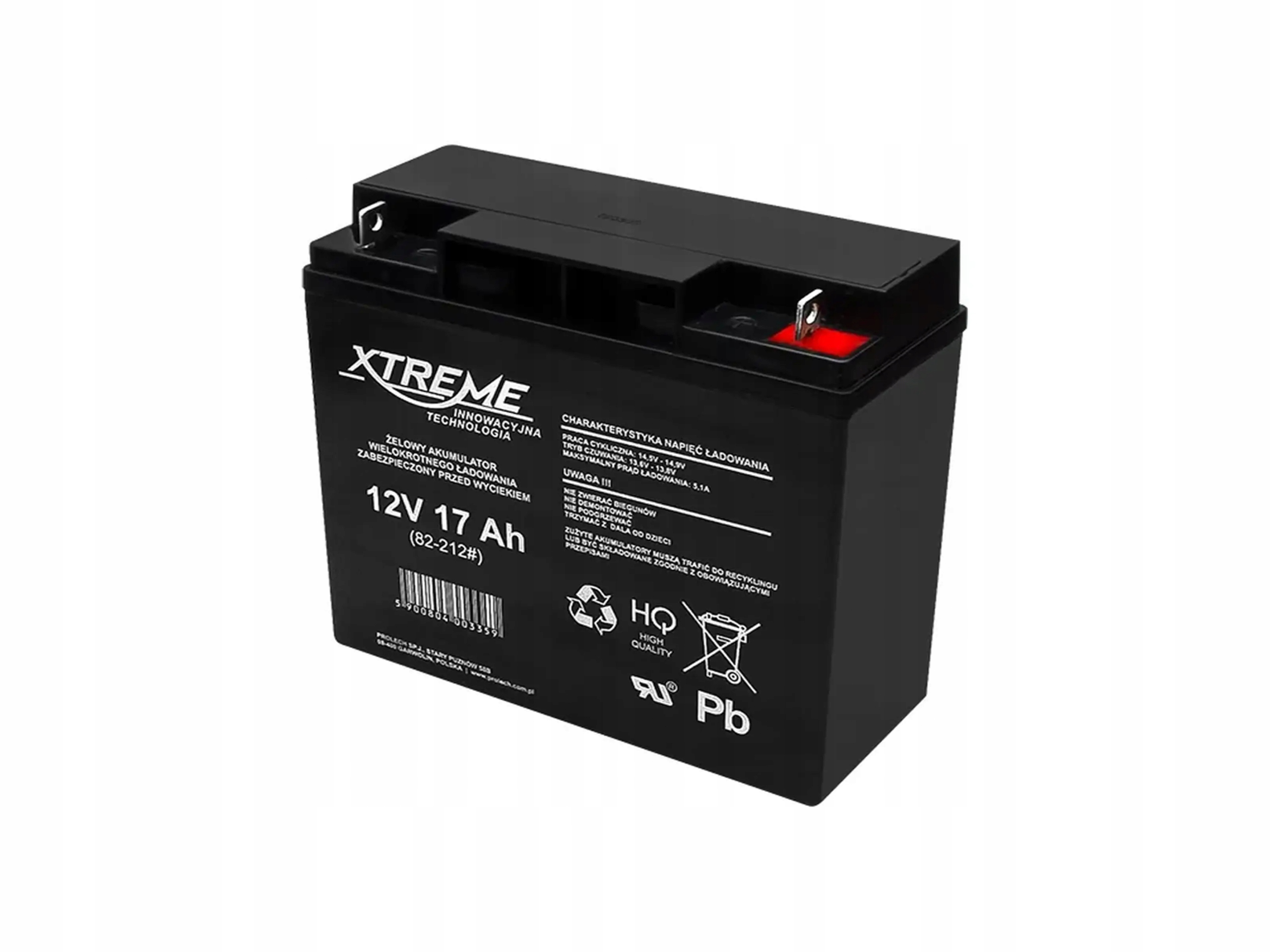 Akumulator Żelowy 12V 17Ah Ups Kosiarka Rower Traktor Ups Kocioł Piec Wózek