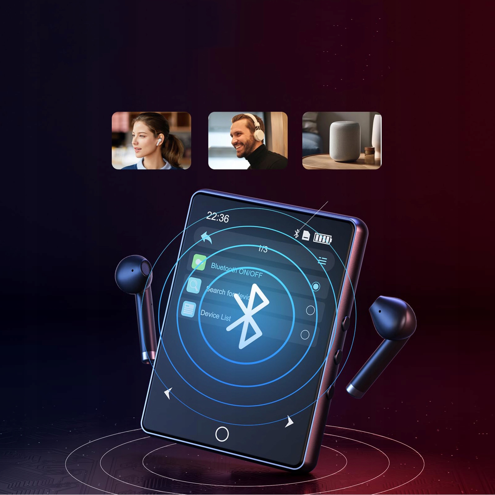 ODTWARZACZ MUZYCZNY HIFI MP3 MP4 16GB BLUETOOTH 5.3 FM RADIO POLSKI MENU Kod producenta prezent urodzinowy