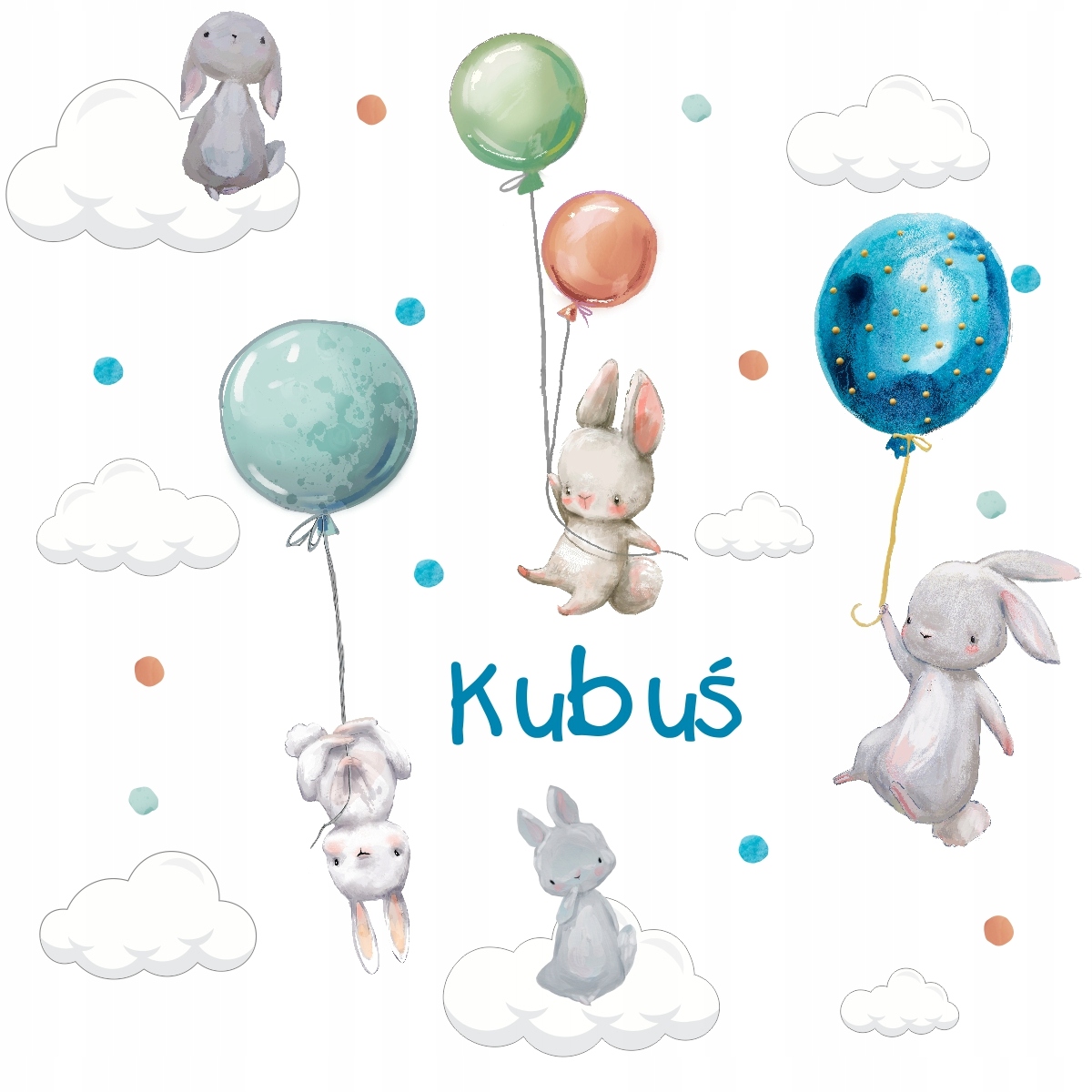 Naklejki ścienne króliki imię dziecka 60X120