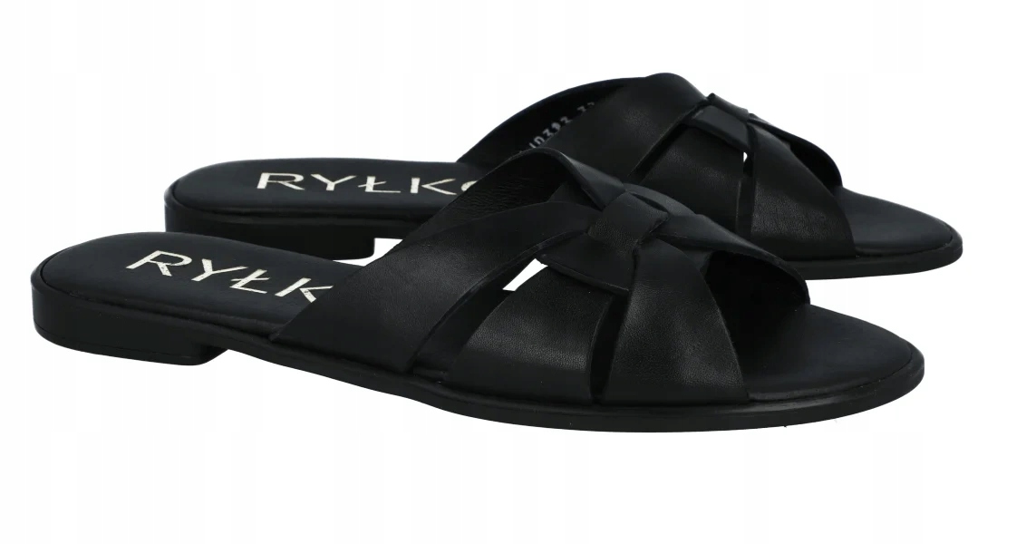 Ryłko černé nazouváky 0AGH7 plochá podrážka kožené letní nazouváky vel. 38