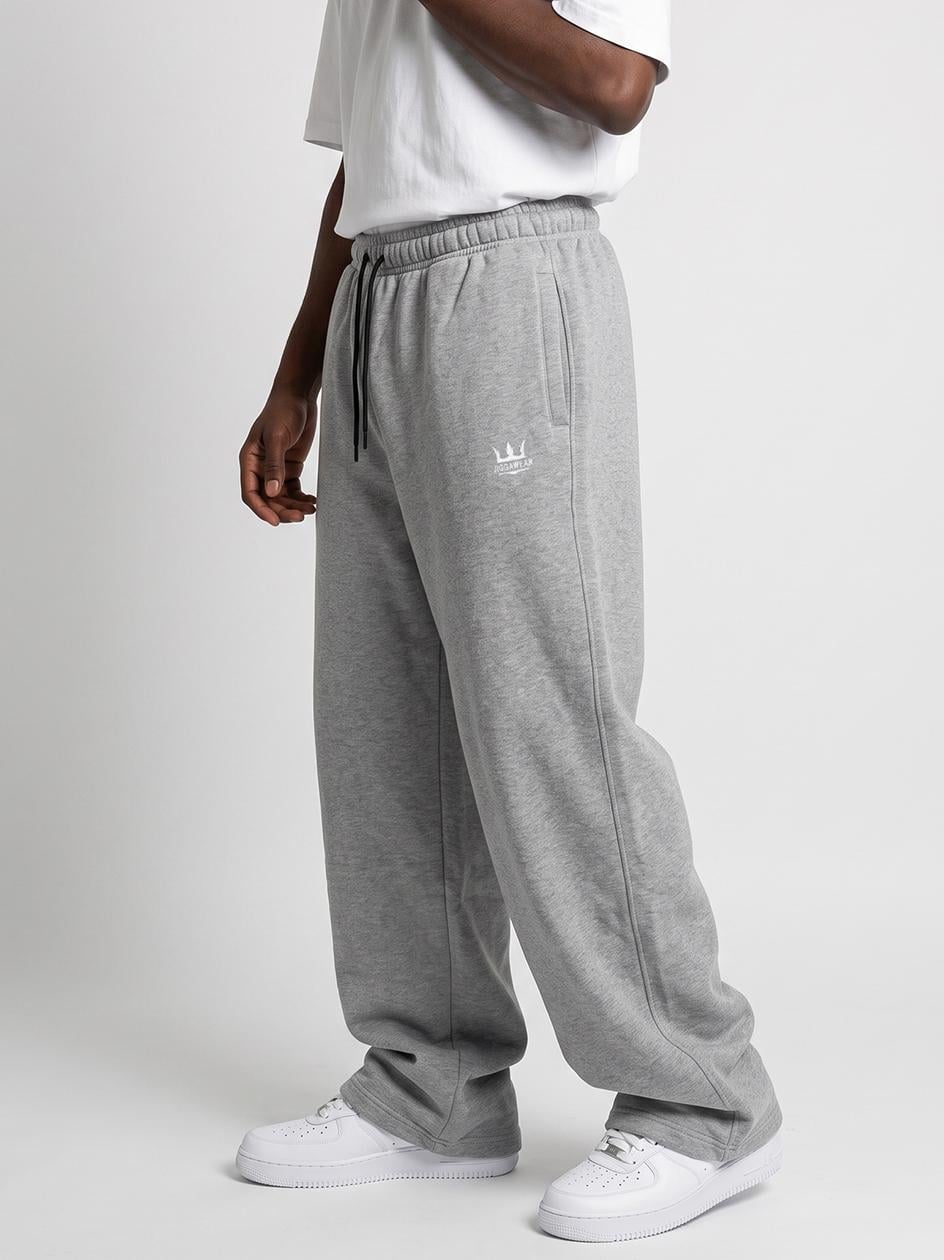 Pánské teplákové kalhoty Baggy Tmavě Melanžové Jigga Wear Logo Drawcord M
