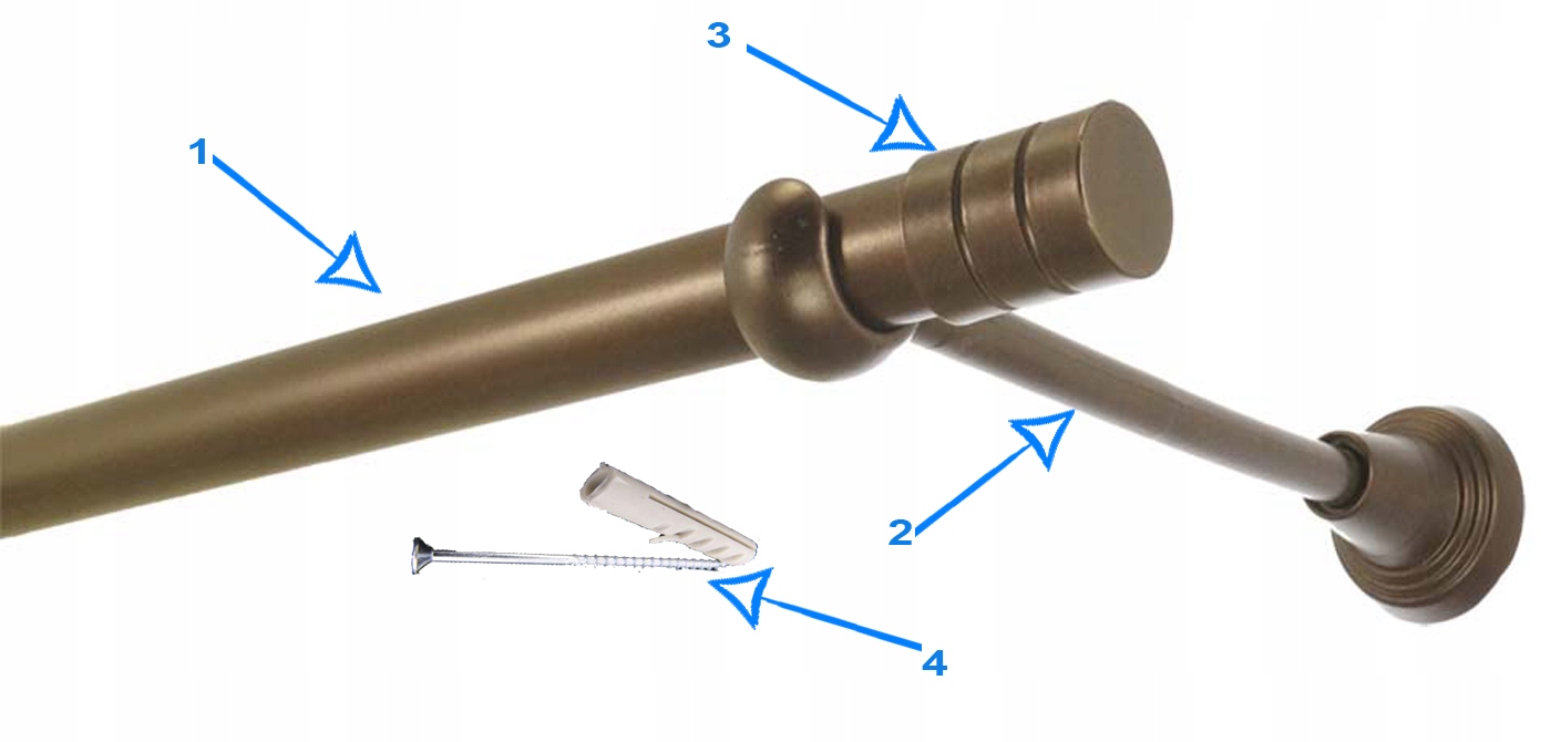 Karnisz metalowy średnica 19 mm pojedynczy bez żabek 1,7 m KOLORY FajnyDom Rodzaj karnisza pojedynczy