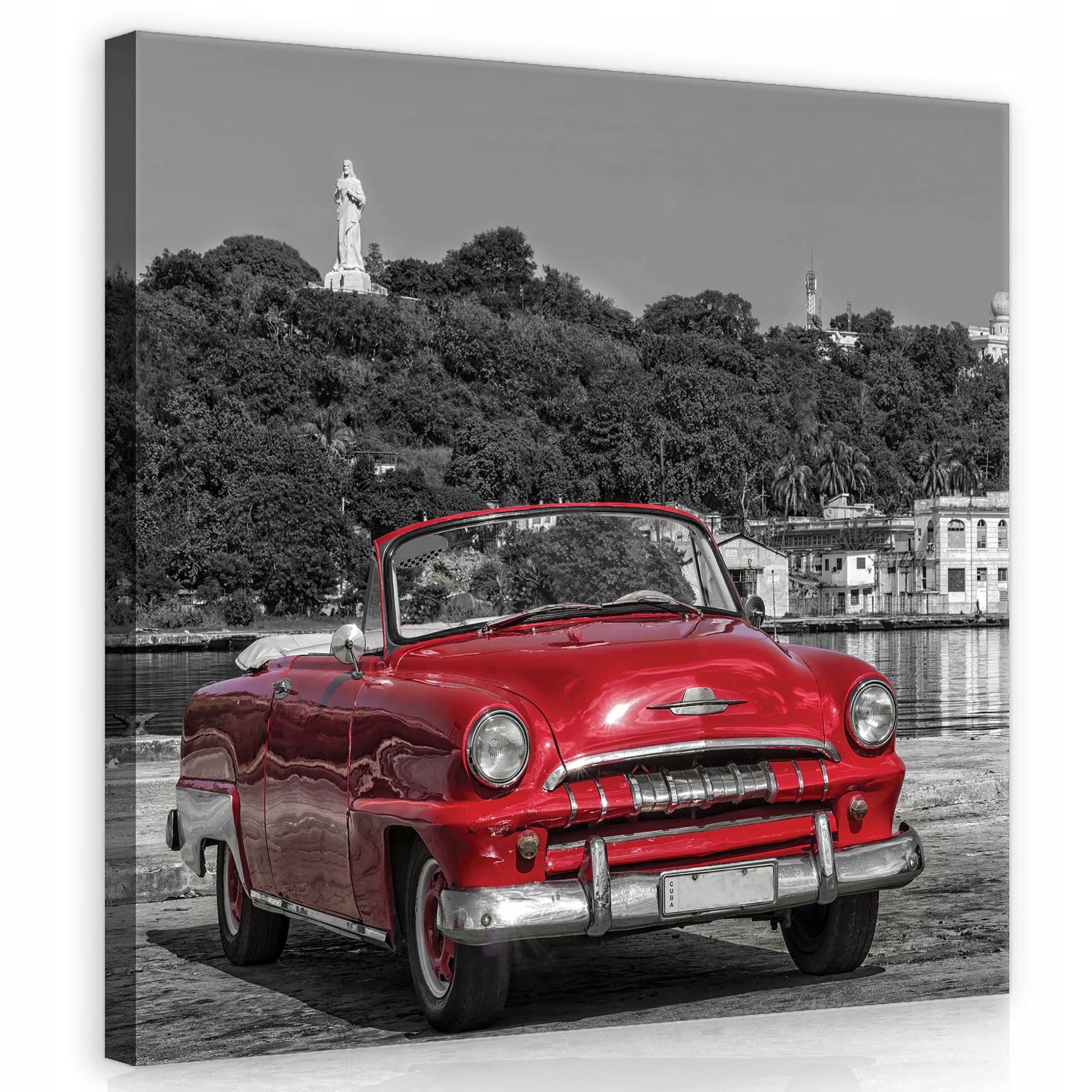 Obraz 80x80 Červený kabriolet klasický retro automobil elegance nostalgie