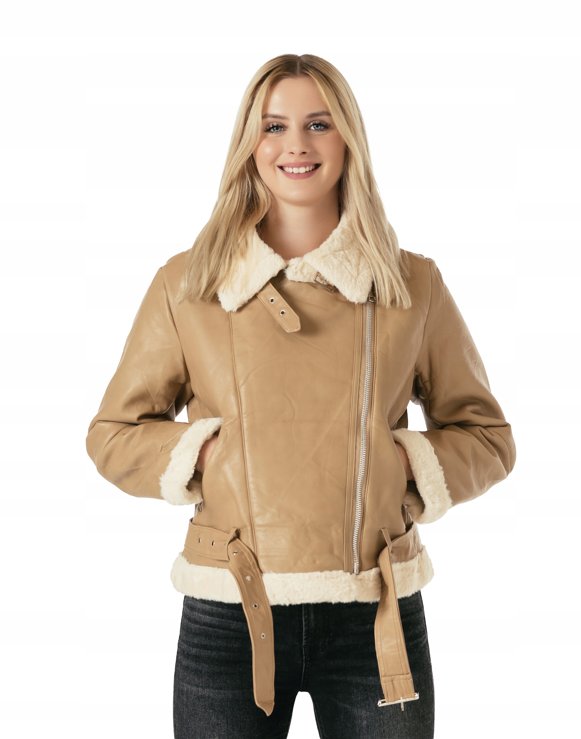 Velká Teplá Dámská Bunda Pilotka Zateplená Kožíšek Zimní Vánoční 81057-2 4XL