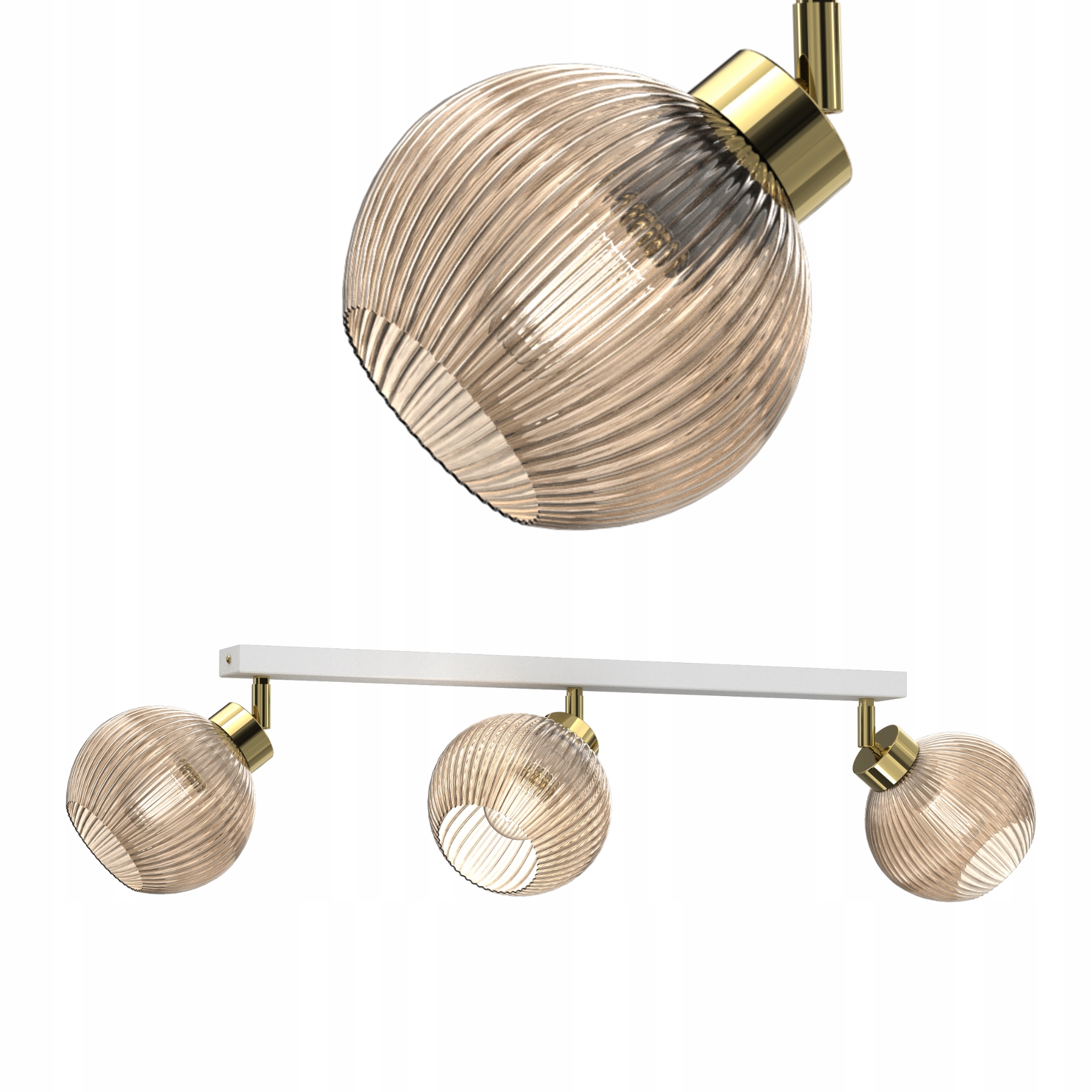 Lampa Sufitowa Plafon Szklana Lampa Prążki E27 Miodowy Klosz 3PKT Polska