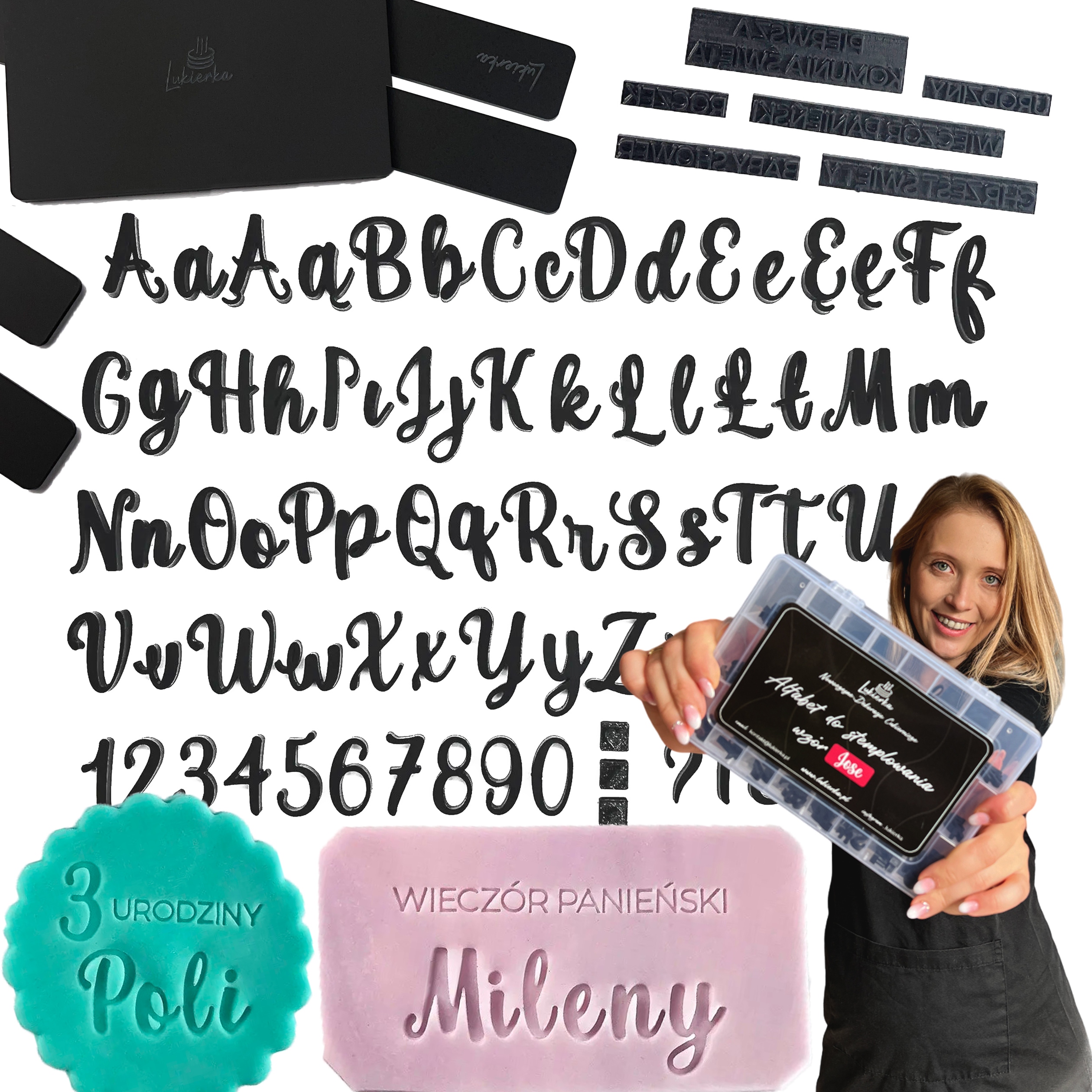 Literki na tort Alfabet cukierniczy Stemple do masy cukrowej Jose Pro