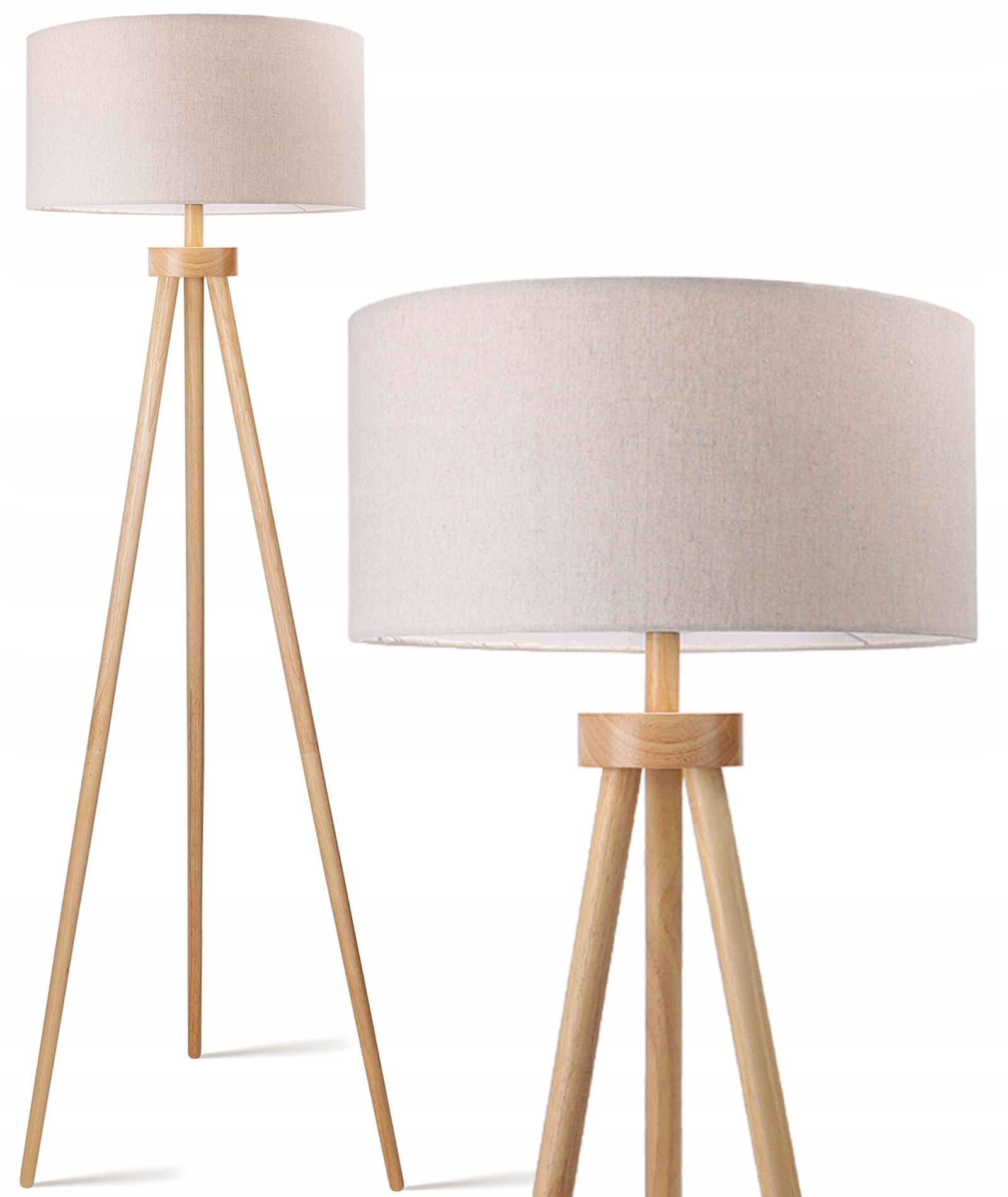 Lampa Podłogowa Drewniana Salon Sypialnia Lampka do Czytania Abażur E27