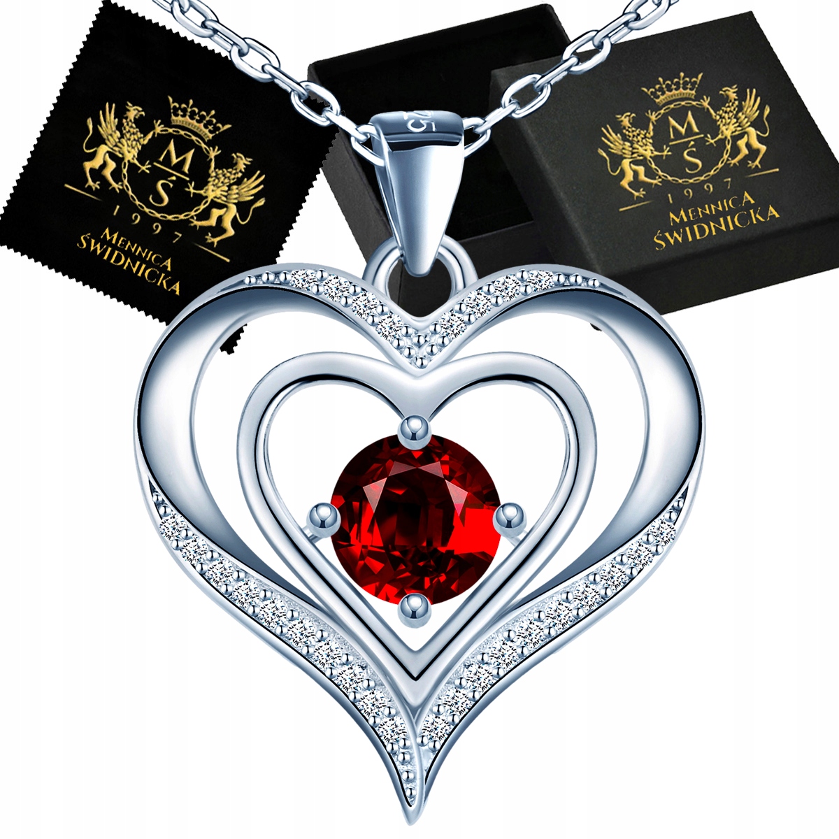 Stříbrný Náhrdelník Stříbro 925 Srdce Řetízek s Přívěskem Dárek pro Maminku