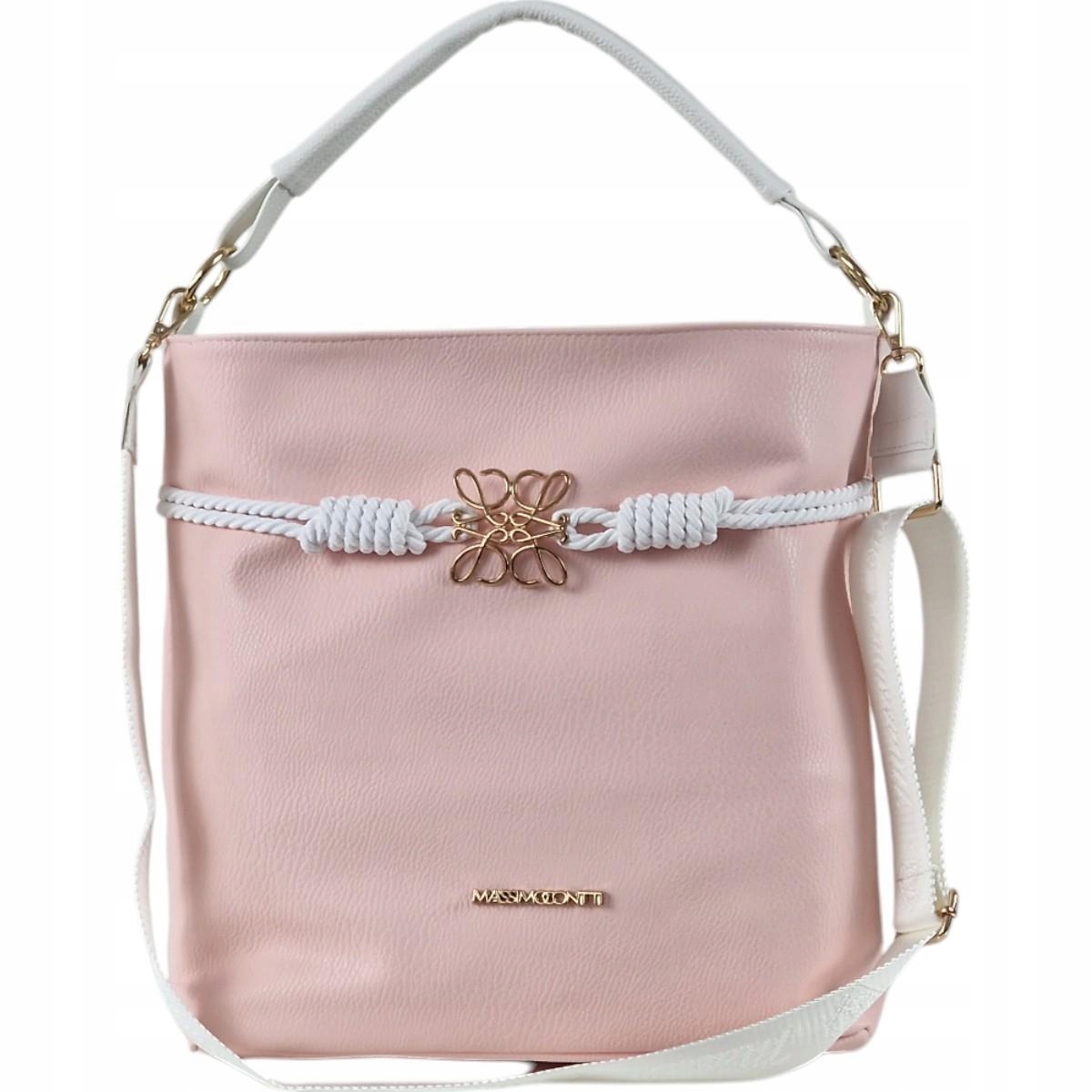 Massimo Contti shopper kabelka eko kůže růžová přes rameno