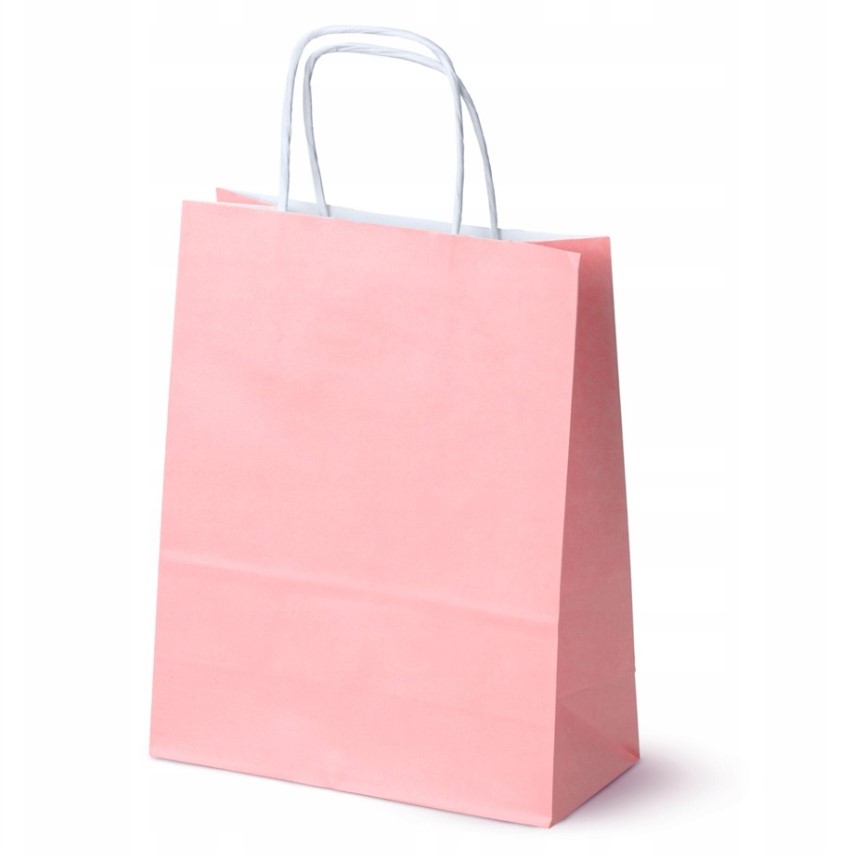 Różowe Torby Papierowe 18x8x22,5 cm z Uchwytem Skręcanym Karton 250 szt.