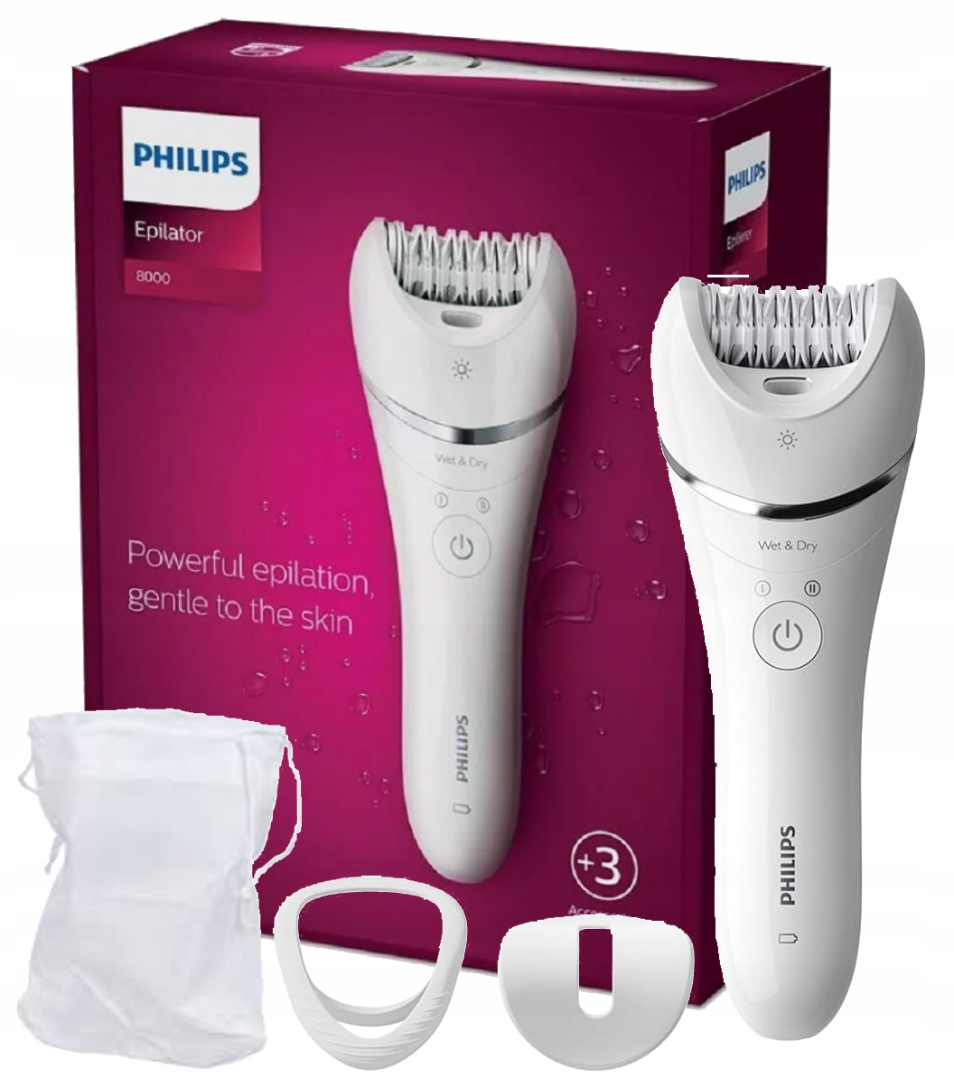 Ergonomický Depilátor Philips BRE700/00 8000 Se 2 Nástavci Pouzdro
