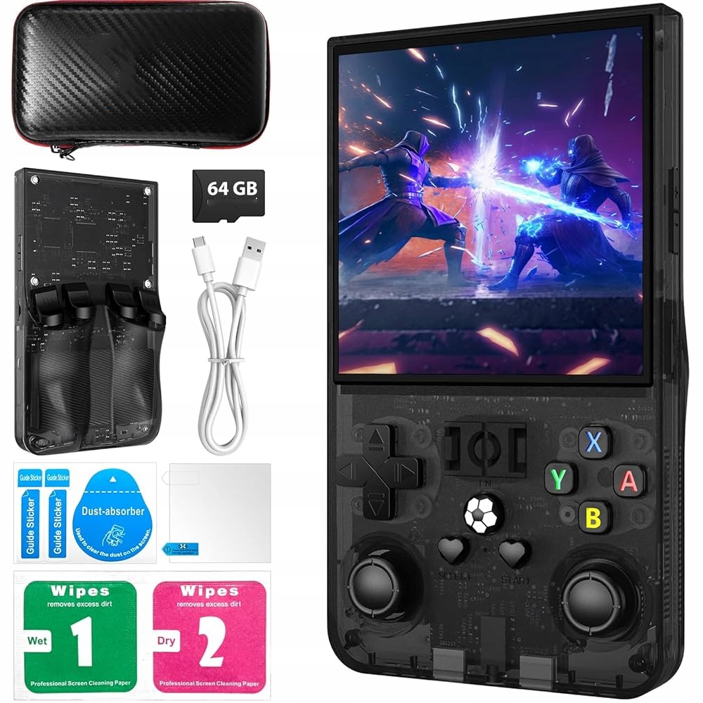 Przenośna Mobilna Konsola Do Gier Retro 18000+ Gry Linux 64GB Czarny