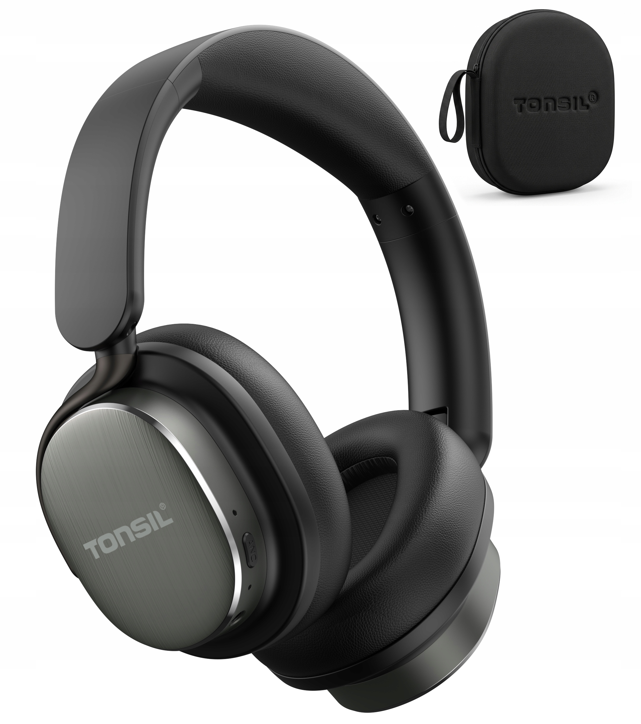 Słuchawki Bezprzewodowe Nauszne TONSIL R75 Bluetooth BT ANC + Czarne ETUI