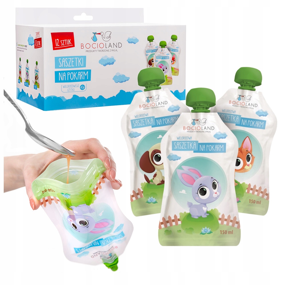

Saszetki Tubki Wielorazowe Na Pokarm 12 Szt 150 ML