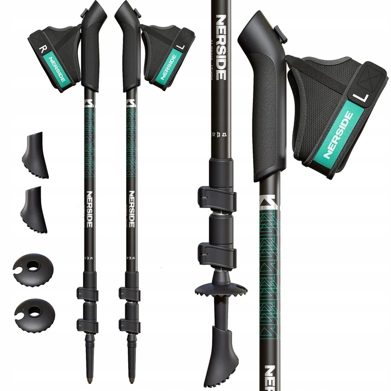 Kije nordic walking składane regulowane kijki turystyczne Alpana czarny