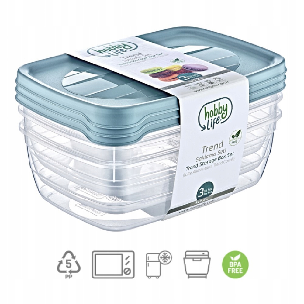 

Komplet 3 Pojemników Na Żywność Trend Box 0,6 L