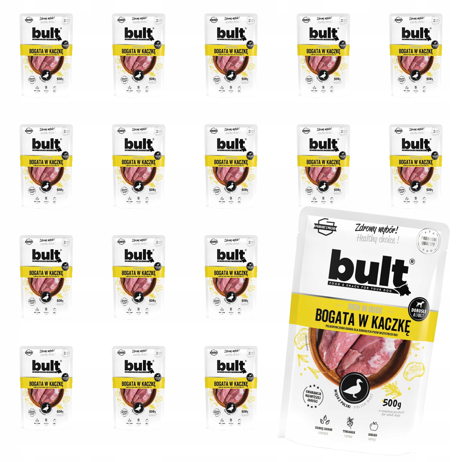 Levně Vlhké Krmivo Pro Psa Bult Sáček Mletý Bohatý Na Kachnu Set 20x500G