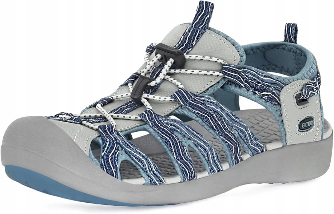Grition Damskie sandały turystyczne sportowe trekingowe szaroniebieskie r37