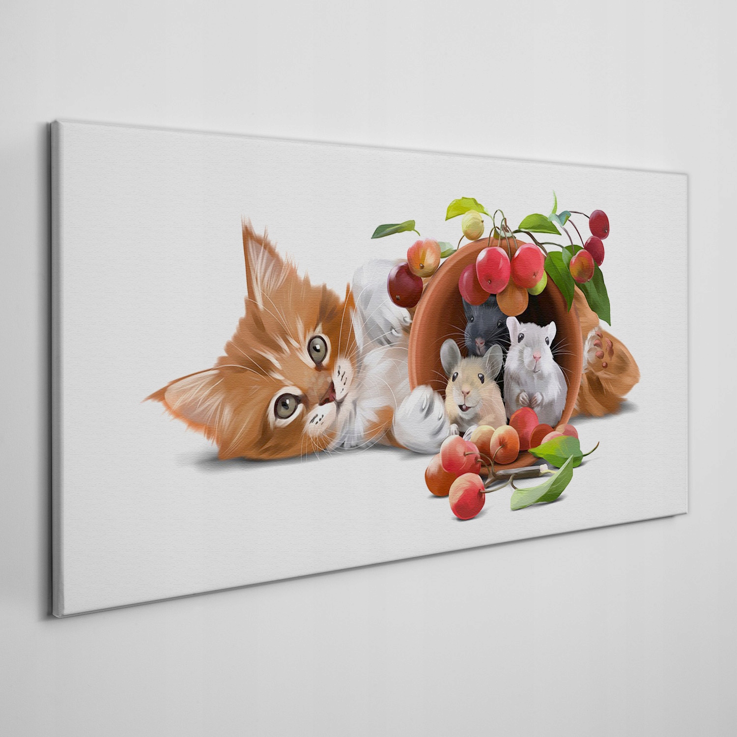 

Obraz płótno Zwierzęta kot szczury owoce 100x50 cm